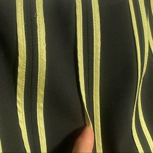 INC -Like new, worn once, black flared midi skirt with yellow ribbon piping.